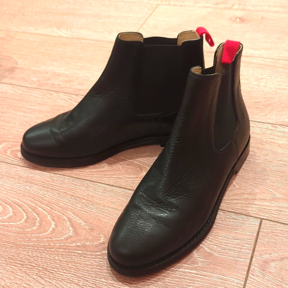 Del Toro Black Leather Moto Booties sz 6